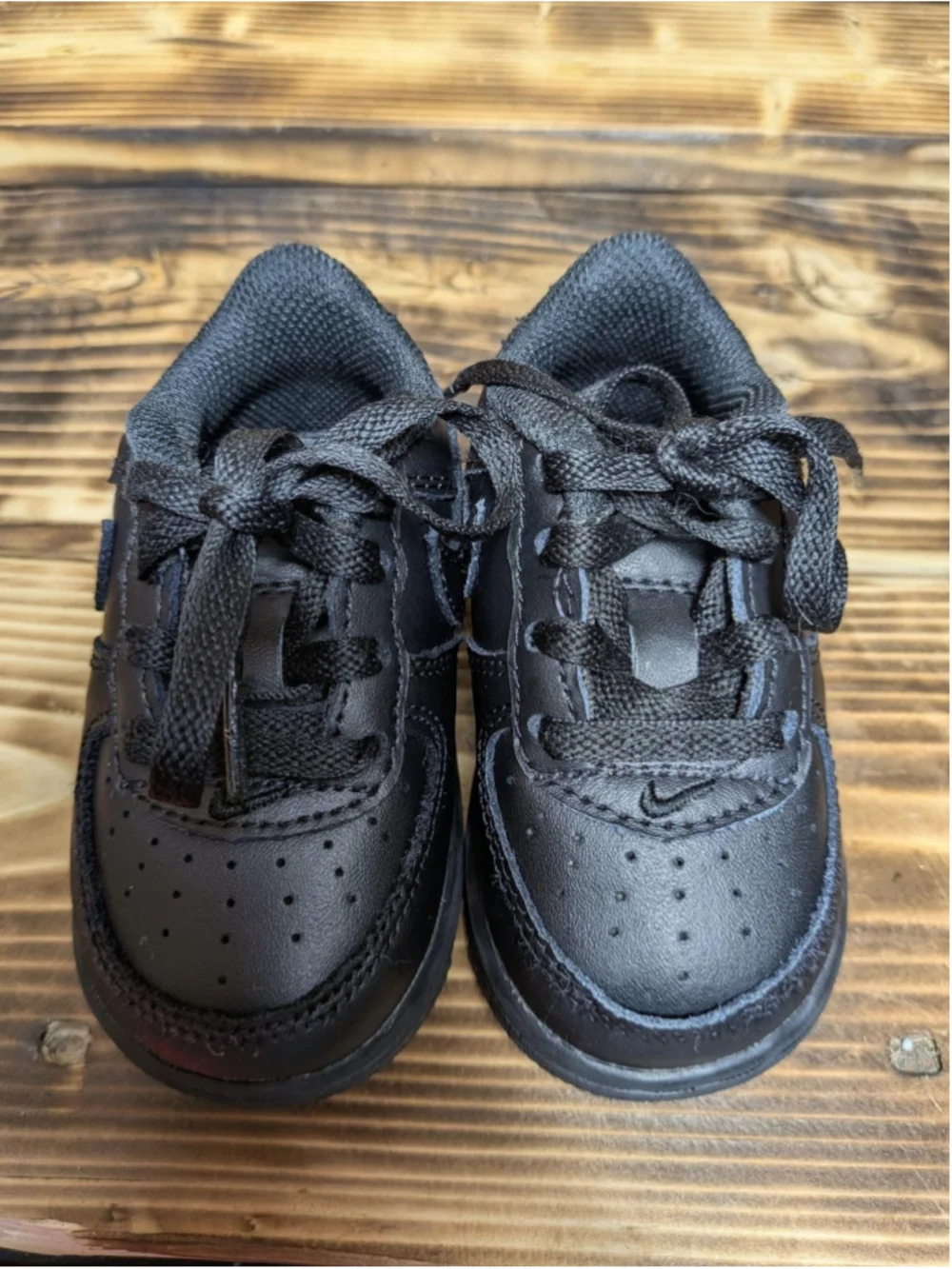Nike Air Force 1 Low Shoes Kids Size 4C All Black Leather Low Top Sneakers